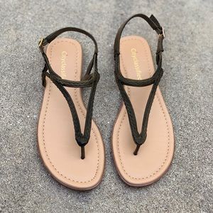 Soda Olive Khaki Triangle Ankle Strap Sandal